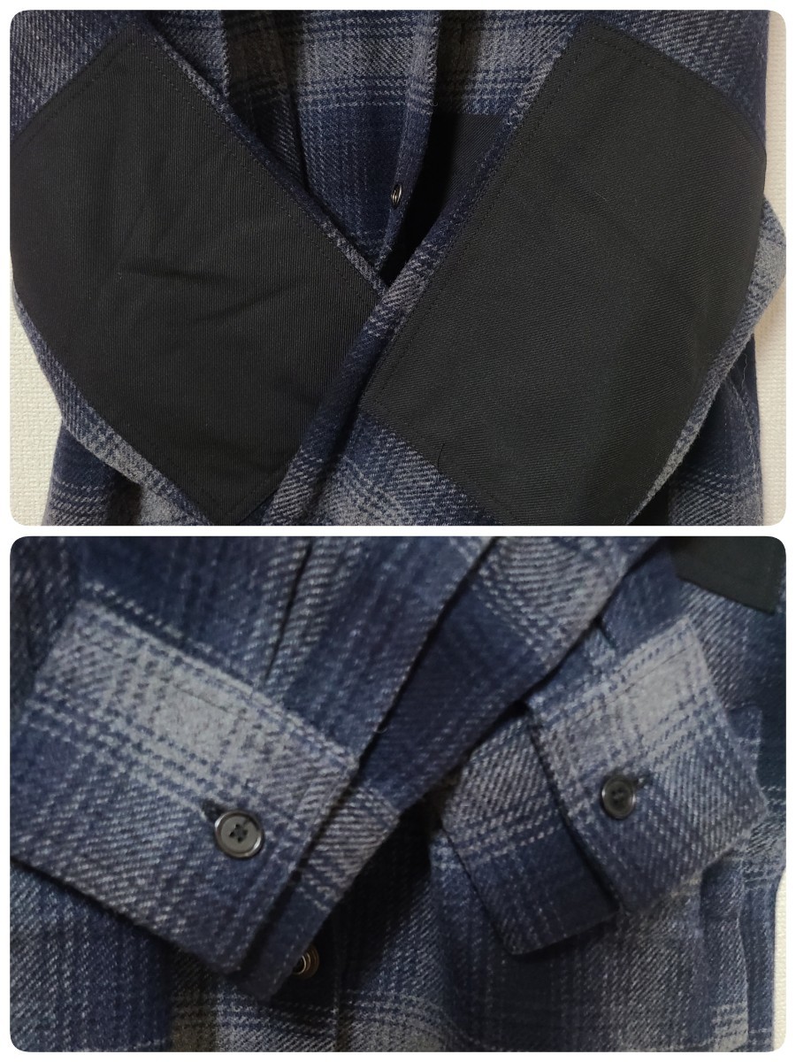 ★20AW Acne Studios Checked Wool-blend Jacket アクネストゥディオズ チェック ウール シャツ ジャケット サイズ44 中古★ジャンク扱い_画像9