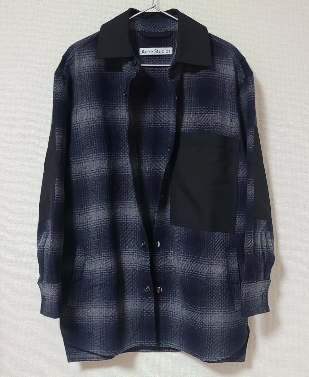 ★20AW Acne Studios Checked Wool-blend Jacket アクネストゥディオズ チェック ウール シャツ ジャケット サイズ44 中古★ジャンク扱い_画像6