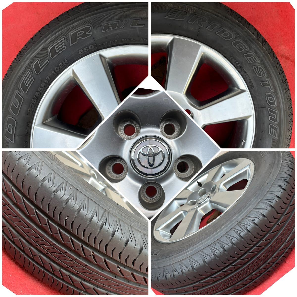 60%溝有。TOYOTA ハリアー 30系 純正 17インチ×6.5J +35 5穴 114.3 BRIDGESTONE 225/65R17ラジアル4本。RAV4 ヴァンガードレクサス NX等_画像7