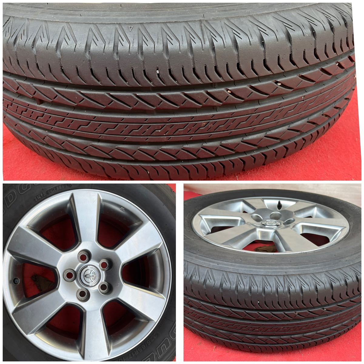 60%溝有。TOYOTA ハリアー 30系 純正 17インチ×6.5J +35 5穴 114.3 BRIDGESTONE 225/65R17ラジアル4本。RAV4 ヴァンガードレクサス NX等_画像8