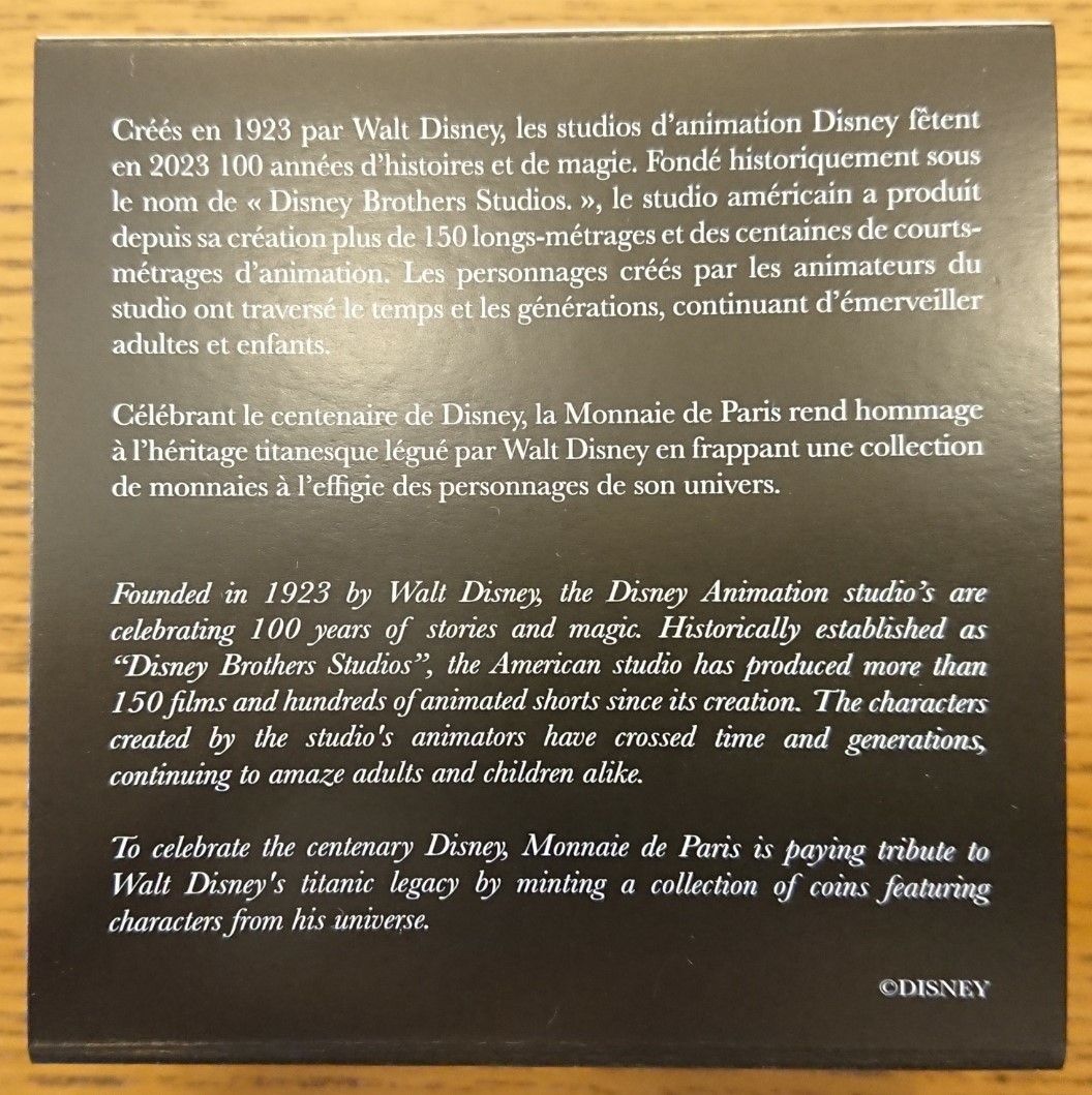 2023 フランス ディズニー100周年記念 ミッキーマウス 50ユーロ 1/4オンス プルーフ金貨