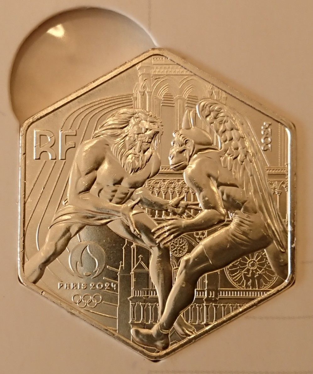2024 フランス パリ2024 オリンピック開催記念 六角形 10ユーロ 銀貨