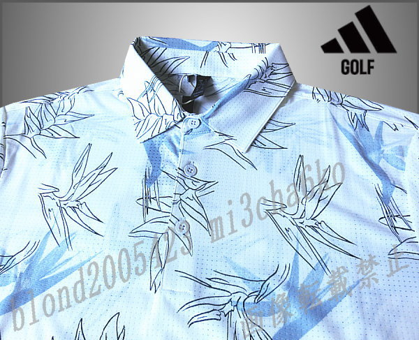 ■新品【adidas GOLF】アディダスゴルフ 軽量通気性素材ノベルティープリント半袖ポロシャツ■WH/Lの画像4