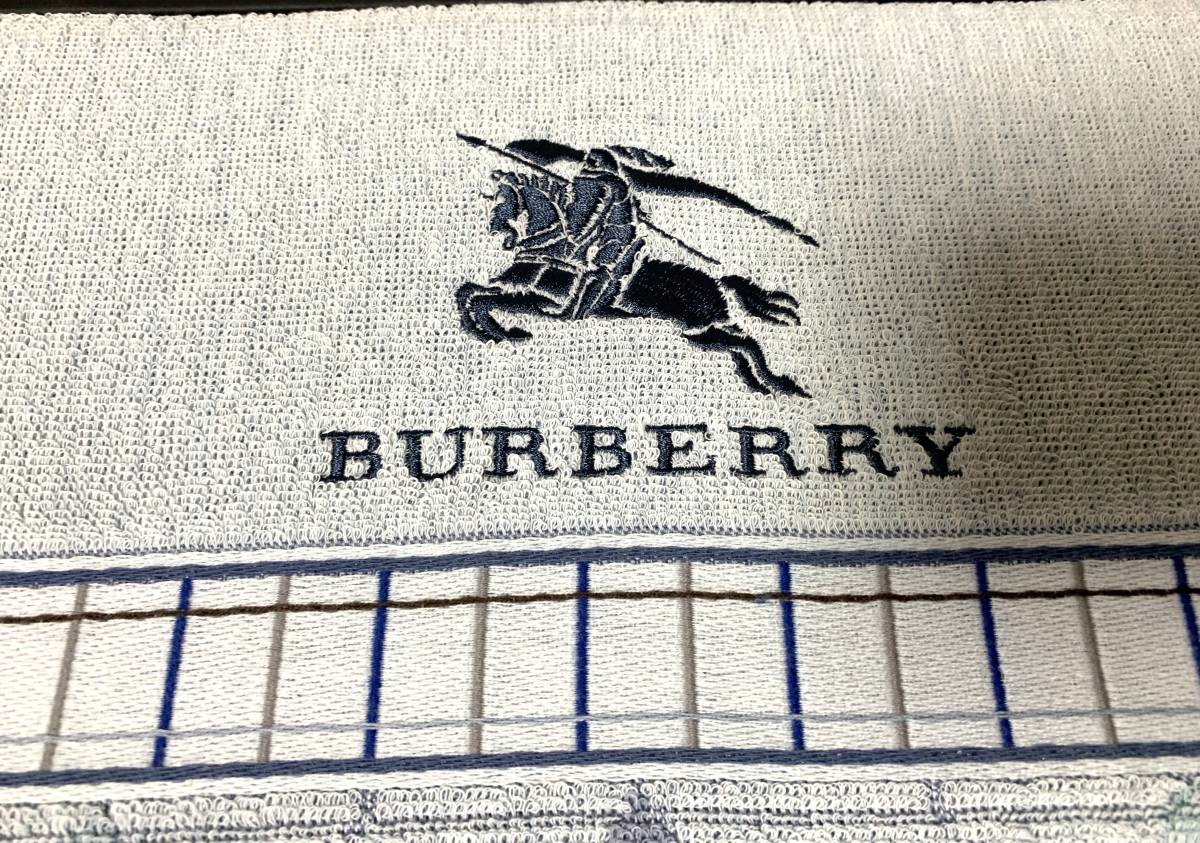 BURBERRY バーバリー タオルケット ブルー 140x190cm 綿100％ 西川産業 日本製 未使用_画像3