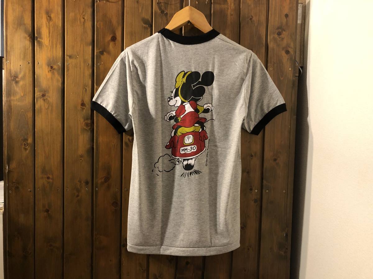 新品●ミッキーマウス & ミニーマウス　両面プリント　ビンテージスタイル　霜降り　リンガーTシャツ●アニメーション/ベスパ/GRY_画像3