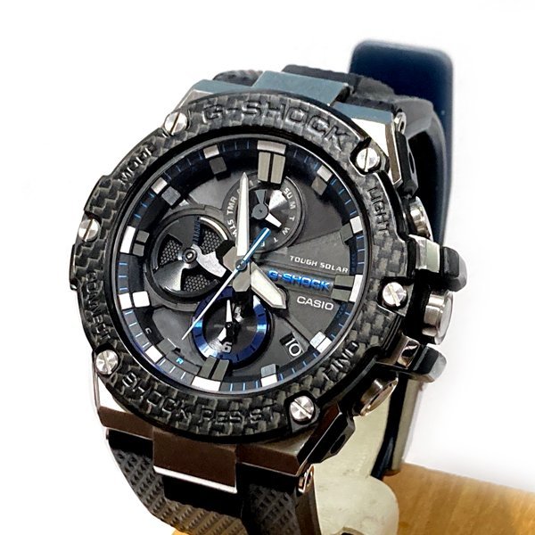 CASIO/カシオ G-SHOCK G-STEELタフソーラー モバイルリンク腕時計 カーボンベゼル GST-B100XAの画像1