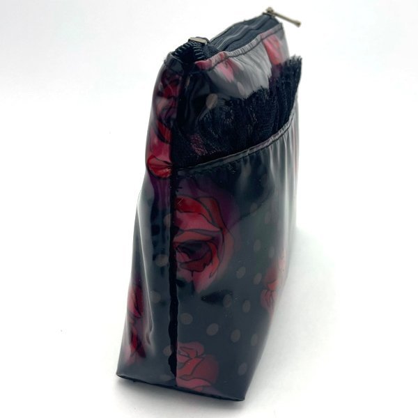  unused *ANNA SUI/ Anna Sui mirror attaching pouch rose pattern butterfly . make-up supplies race case bag-in-bag organizer 