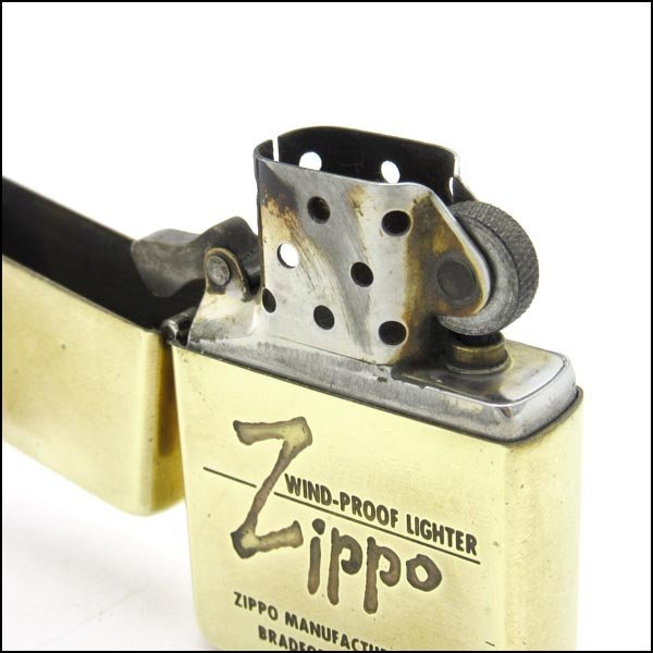 TS ZIPPO/ジッポー オイルライター WIND-PROOF LIGHTER 真鍮製 エッチング彫り込み 着火確認済 1991年製の画像5