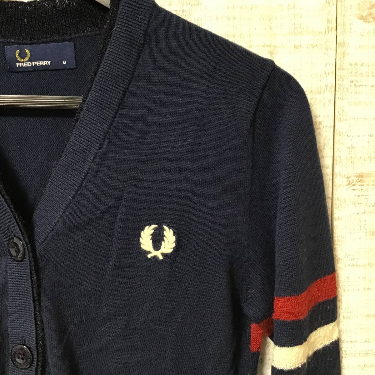 A335◇FRED PERRY | フレッドペリー　長袖カーディガン　ネイビー　サイズM_画像7