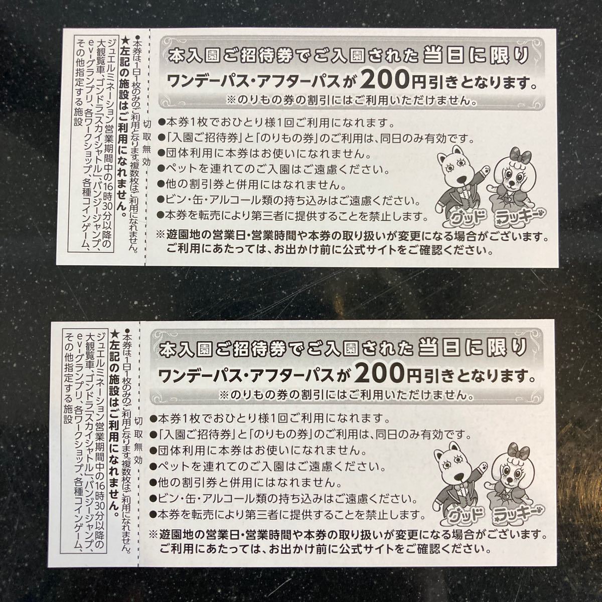 2枚セット　よみうりランド入園ご招待券　2024年2月29日まで　のりもの1回券付き_画像3