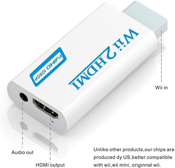 任天堂 Wii to HDMI 変換アダプター コンバーター 480p/720p/1080pに変換 3.5mmオーディオプラグ E346！送料無料！_画像3
