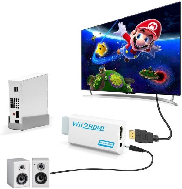 任天堂 Wii to HDMI 変換アダプター コンバーター 480p/720p/1080pに変換 3.5mmオーディオプラグ E346！送料無料！_画像6