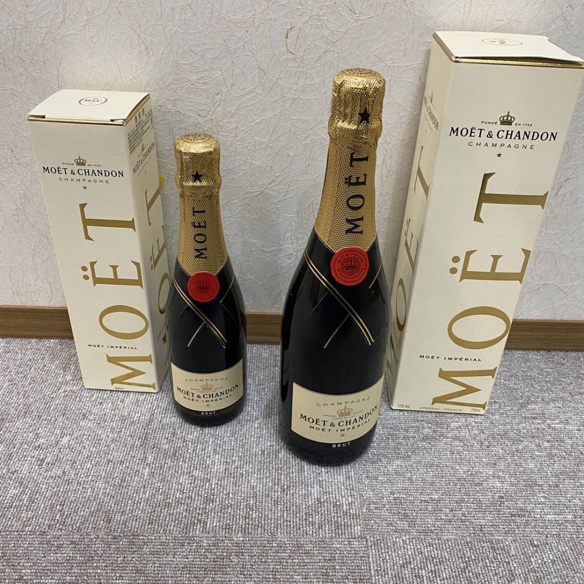 【MYT-2573】MOET＆CHADON モエ・エ・シャドン 白 シャンパン 750ml/12% 375ml/12% 2本セット 未開栓_画像1