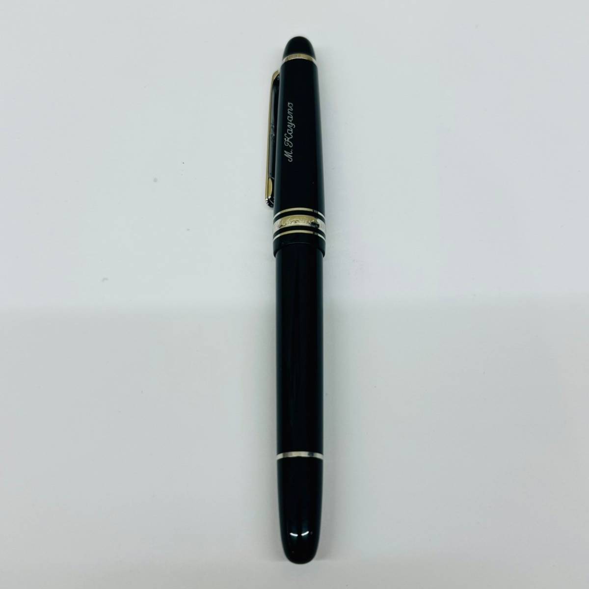 【IK-25760】 MONTBLANC マイスターシュテック 万年筆 ペン先14K 4810 名入り モンブラン 14金 K14 GOKD 銀 黒 SILVER BLACK 筆記未確認_画像3