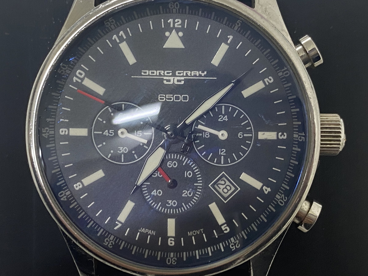 【２９７】 JORG GRAY ヨーググレイ 腕時計 JG6500 BK No.329011 メンズ オバマ大統領モデル 中古品_画像2