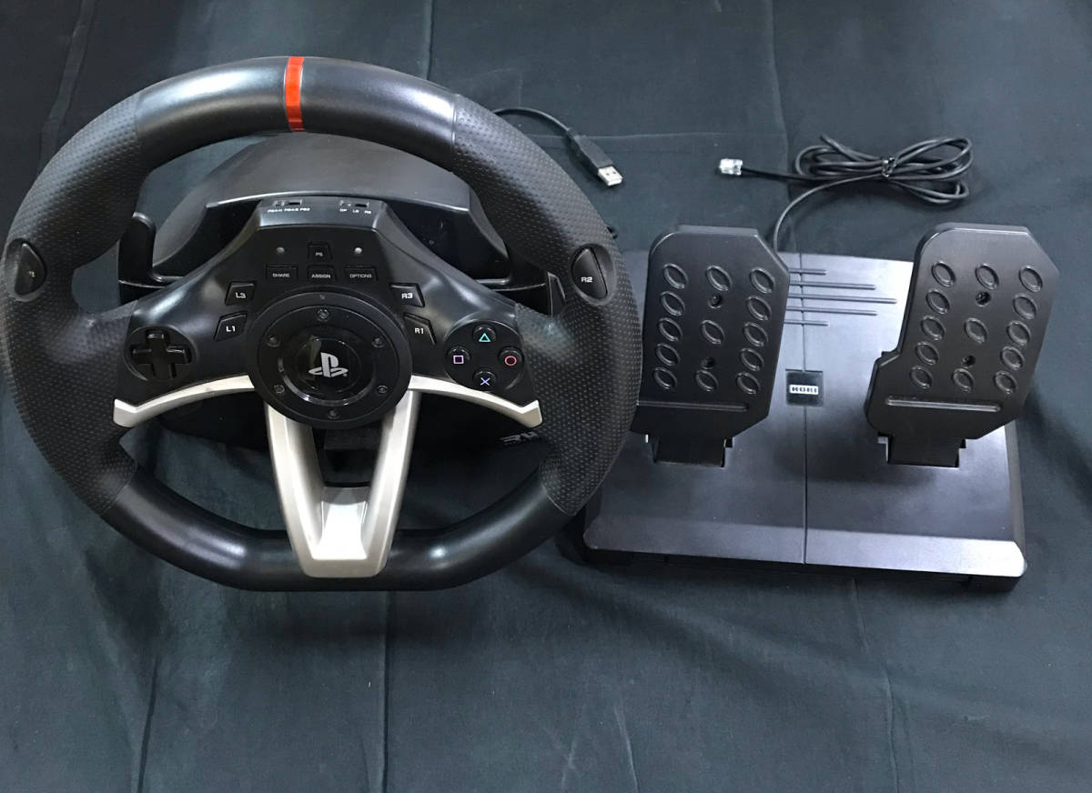 gw434 送料無料！動作品 HORI RWA レーシングホイールエイペックス RACING WHEEL APEX for PS4/PS3 PS4-052 _画像2