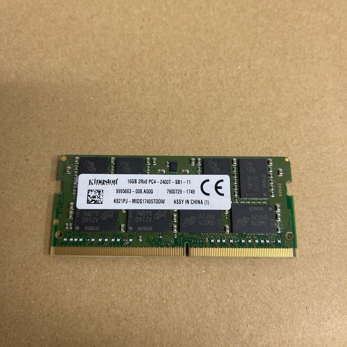 H52 Kingston ノートPCメモリ 16GB 2Rx8 PC4-2400T 1枚 動作確認品_画像1