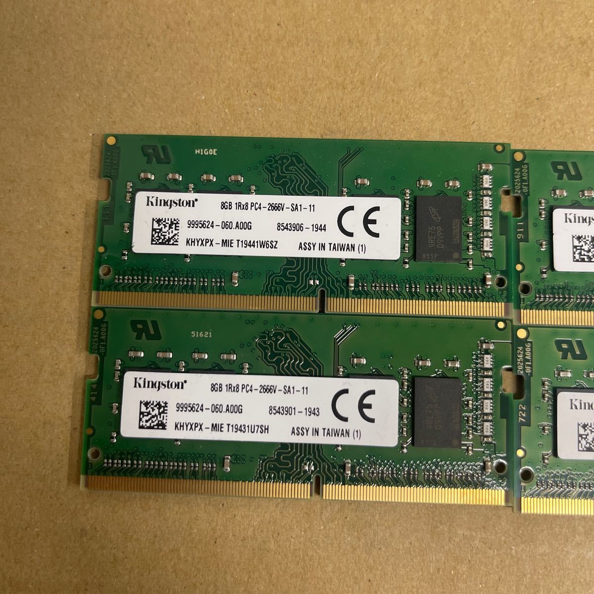 H90 Kingston ノートPCメモリ　8GB 1Rx8 PC4-2666V 4枚_画像2