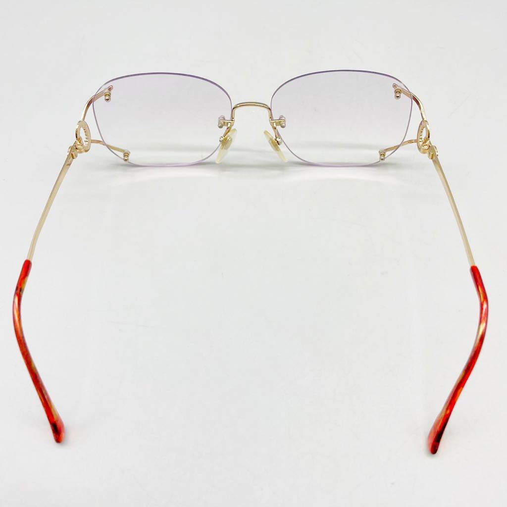 Christian Dior ディオール サングラス メガネ フレーム ゴールド 眼鏡 ヴィンテージ リムレス レンズ 紫 度入り アイウェア 57□15-130_画像5
