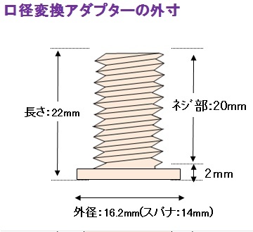 口径変換アダプタ：10×1.25mm(レバー側）←12×1.25mm(ノブ側）_画像2