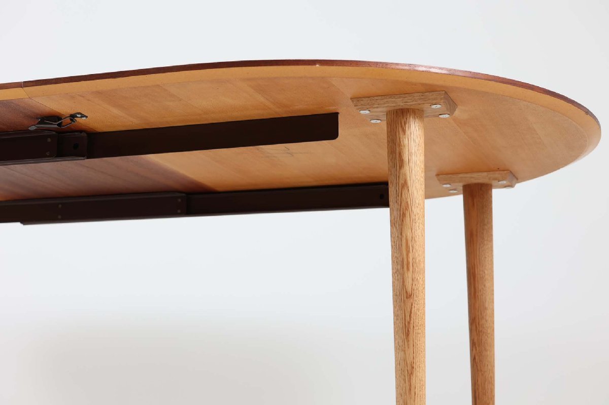 デンマーク製　エクステンションダイニングテーブル　チーク材×オーク材　北欧家具ビンテージ_画像6