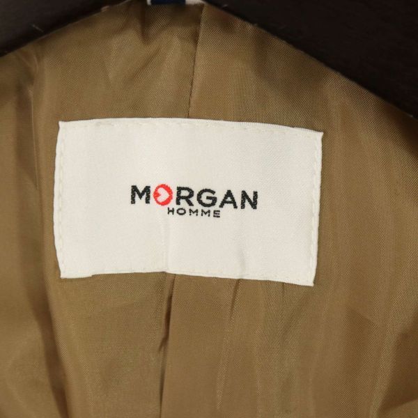 MORGAN HOMME モルガン オム 秋冬 メルトン ウール★ スリム チェスター コート Sz.M　メンズ キャメル　C4T00098_1#N_画像6