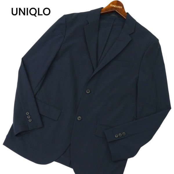 UNIQLO ユニクロ 通年 SLIM FIT 感動ジャケット★ ウルトラライト コットンライク テーラード ジャケット Sz.M メンズ 紺 C4T00467_1#Oの画像1