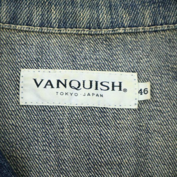 VANQUISH ヴァンキッシュ 通年 USED&汚し加工★ デニム トラッカー ジャケット Gジャン Sz.46　メンズ 日本製　C4T00535_1#O_画像7