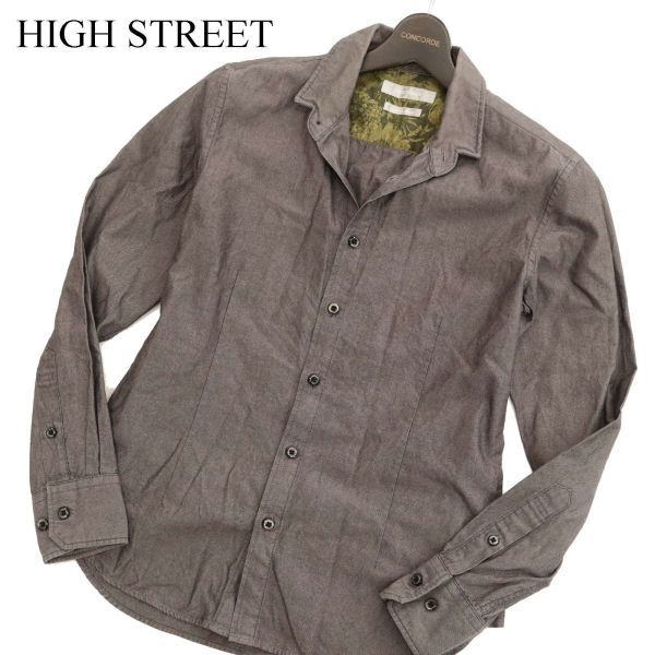 HIGH STREET ハイストリート 通年 襟ワイヤー★ 長袖 ショールカラー シャツ Sz.S　メンズ 日本製　C4T00675_1#C_画像1