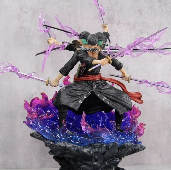 【新品・在庫処分】 ワンピース ONE PIECE フィギュア ロロノア ゾロ 九刀流 阿修羅 3頭身6腕 モデル 39cm PVC 7214_画像2