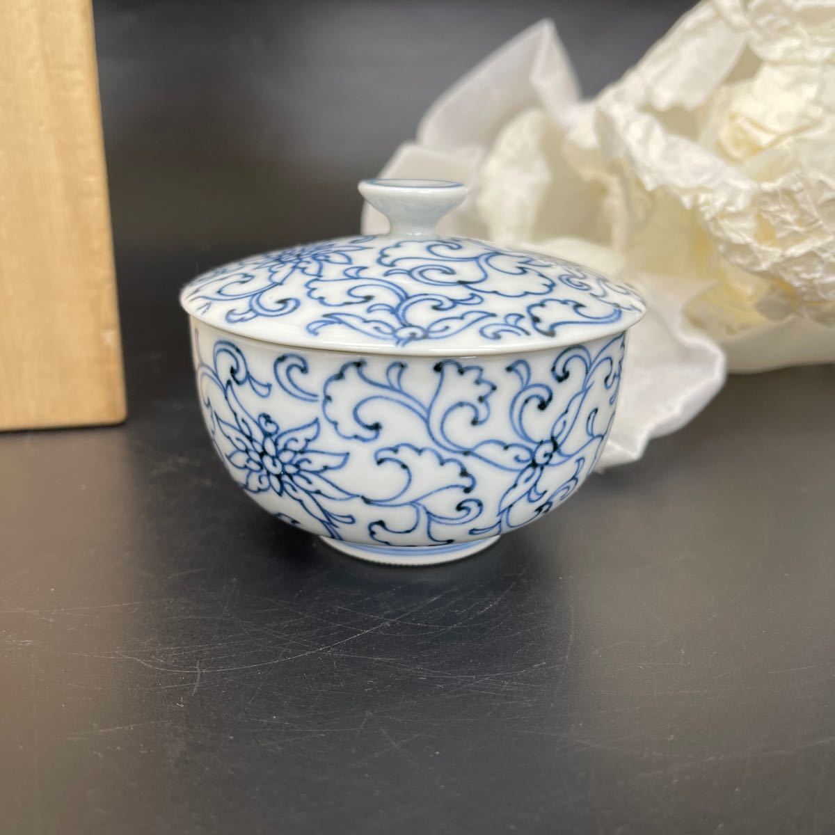 Y1211402 牡丹唐草　お茶呑茶碗　5客揃え　たち吉/橘吉　骨董品 日本製 陶磁器_画像2