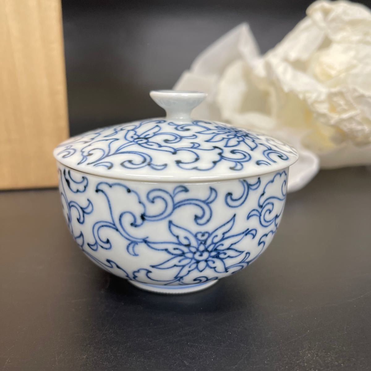 Y1211402 牡丹唐草　お茶呑茶碗　5客揃え　たち吉/橘吉　骨董品 日本製 陶磁器_画像4