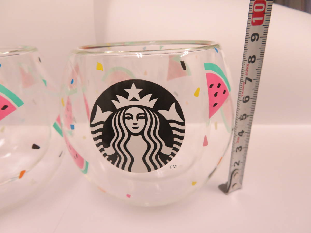 ♥♥73768 STARBUCKS スターバックス ダブルウォールグラススイカ 2個セットペア スタバサマー スイカグラス♥♥の画像4