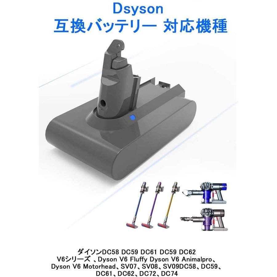 (A) ダイソン V6 互換 バッテリー dyson DC58 DC59 DC61 DC62 DC72 DC74 対応 21.6V 3.0Ah 大容量 壁掛けブラケット対応_画像5
