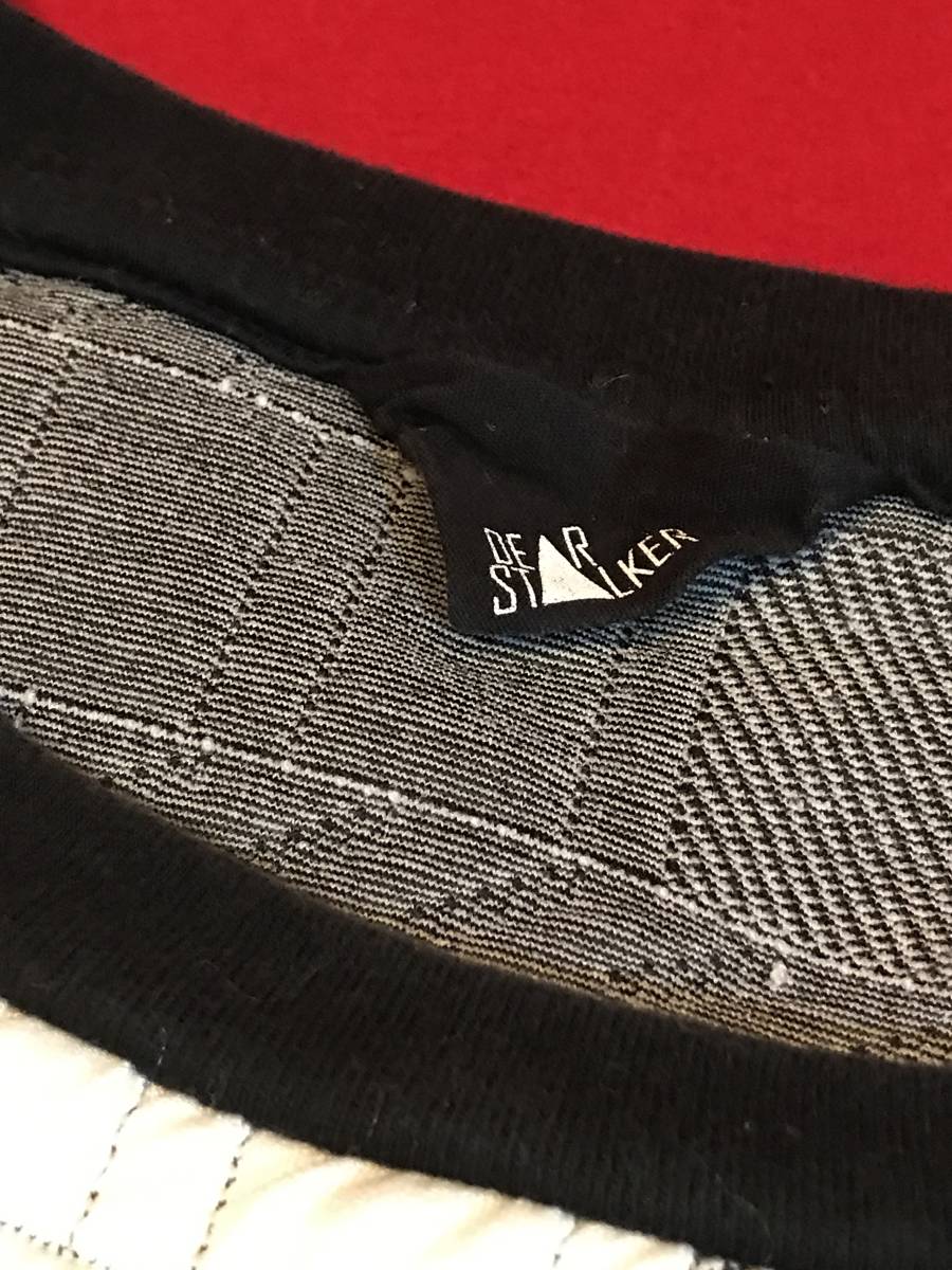 A7093●白×黒 キルティング 長袖トップス【dearstalker】ゆき71 丈56 脇下胸囲116㎝ ポリエステル100% 小キズ小汚れ毛玉などあり_画像5