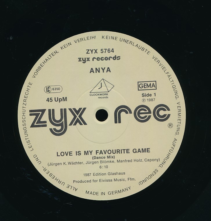 KJ-12　ANYA　/　LOVE IS MY FAVOURITE　GAME　（GERMANY　12inch）　イタロ_画像3