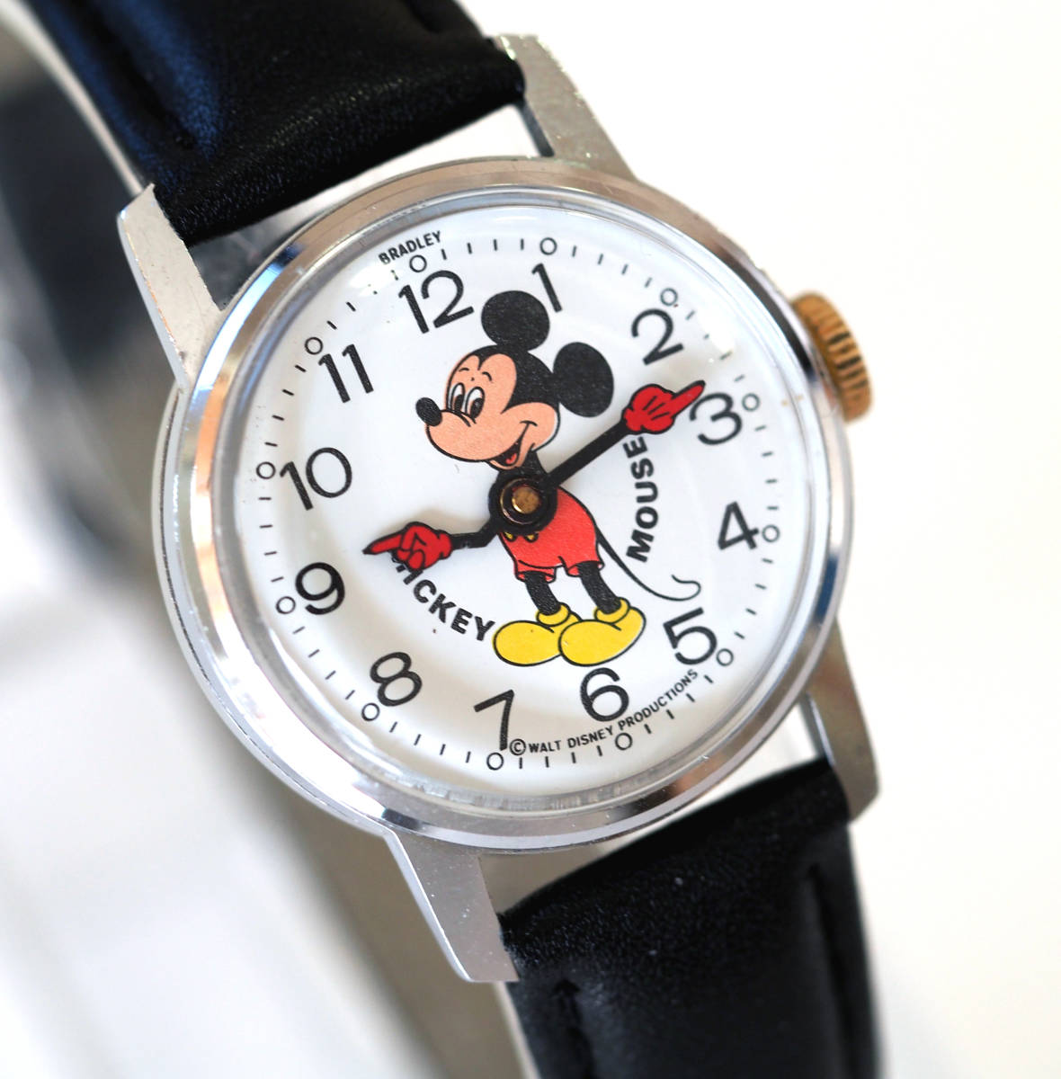  полное обслуживание работа Mickey Mouse автоматический механический завод наручные часы новый товар ремень редкий прекрасный товар 1970 годы Disney BRADLEYb Lad Ray boys b Lad Lee 