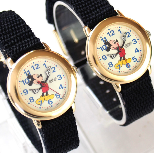  прекрасный товар батарейка новый товар SEIKO 2 шт. комплект Mickey Mouse Seiko роллер s Disney наручные часы LORUS MIckey Mouse рабочее состояние подтверждено Disney золотой цвет редкий 