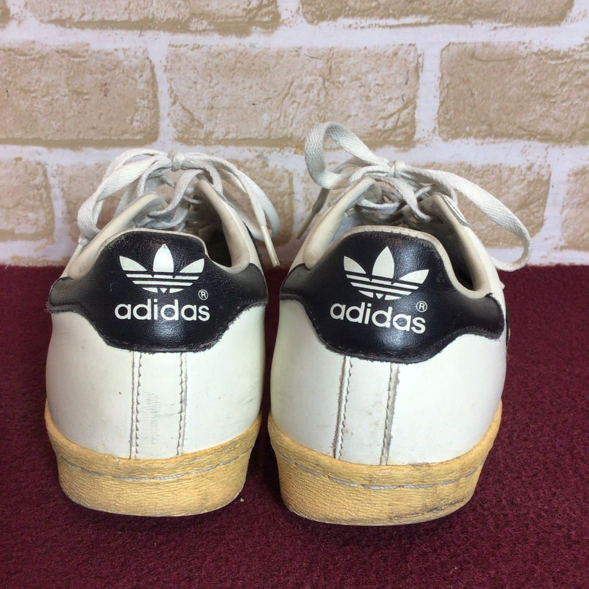 【売り切り!送料無料!】A-338 adidas!スニーカー!スーパースター80s!26.0cm!白!黒!ヴィンテージ!おしゃれ!スムースレザー!中古!_画像5