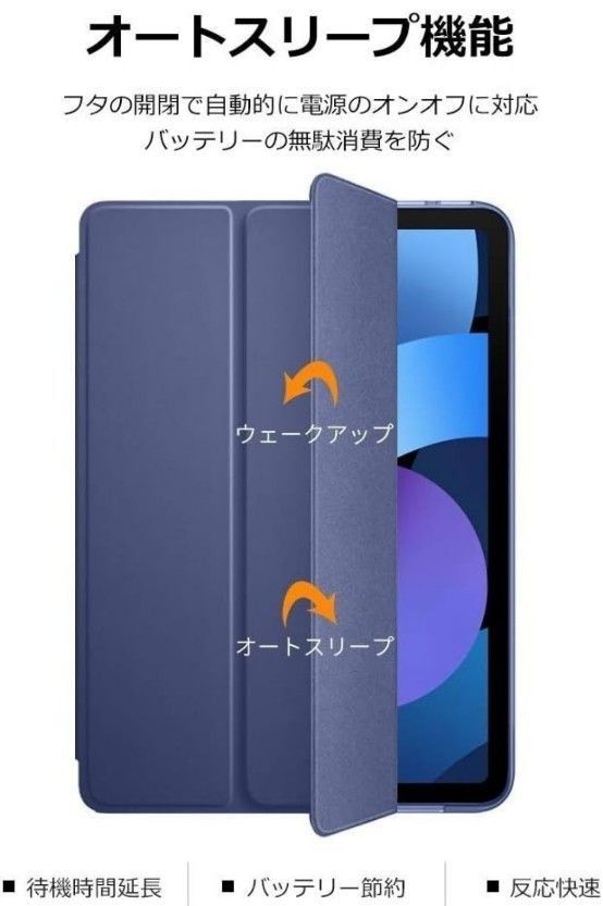 現品限り！ iPad Air4 ケース ソフト 衝撃吸収 超薄型  スマートカバー 三つ折り スタンド キズ防止  ネイビーブルー