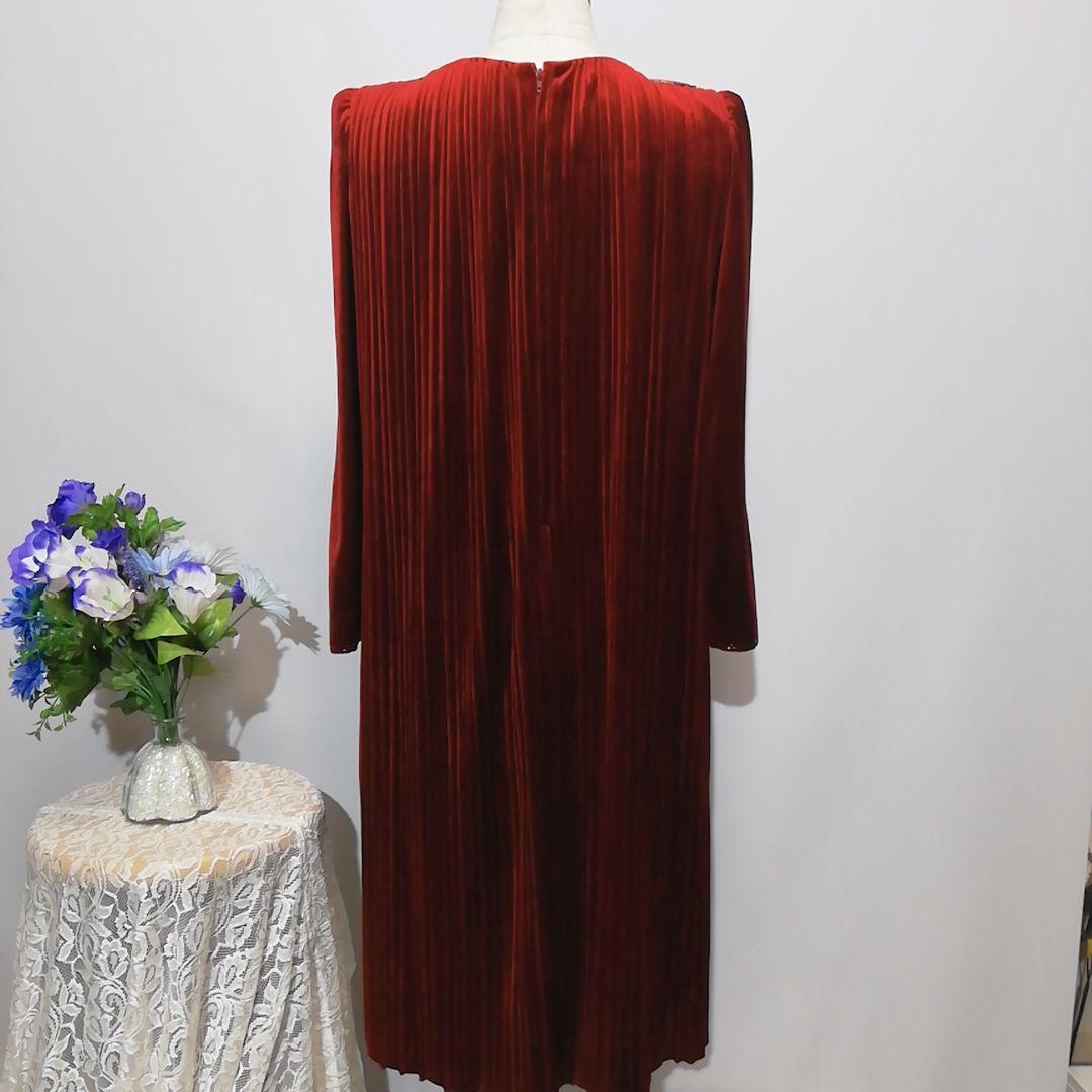 プレジール　極上美品　ドレス　ワンピース　パーティー　ワインレッド色系　М相当_画像3
