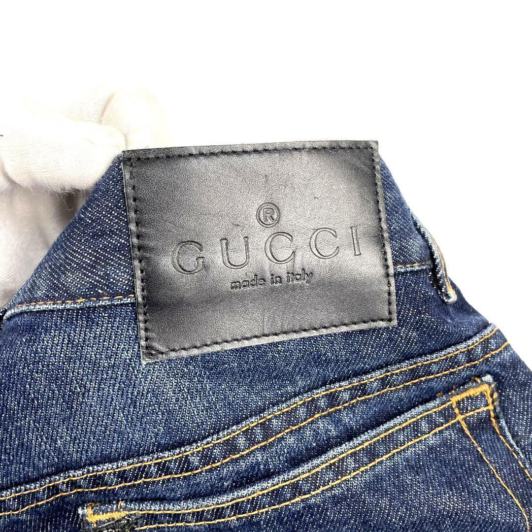 極美品 GUCCI グッチ デニムパンツ 花柄刺繍 トムフォード期 極美品 GUCCI グッチ デニムパンツ 花柄刺繍 トムフォード期