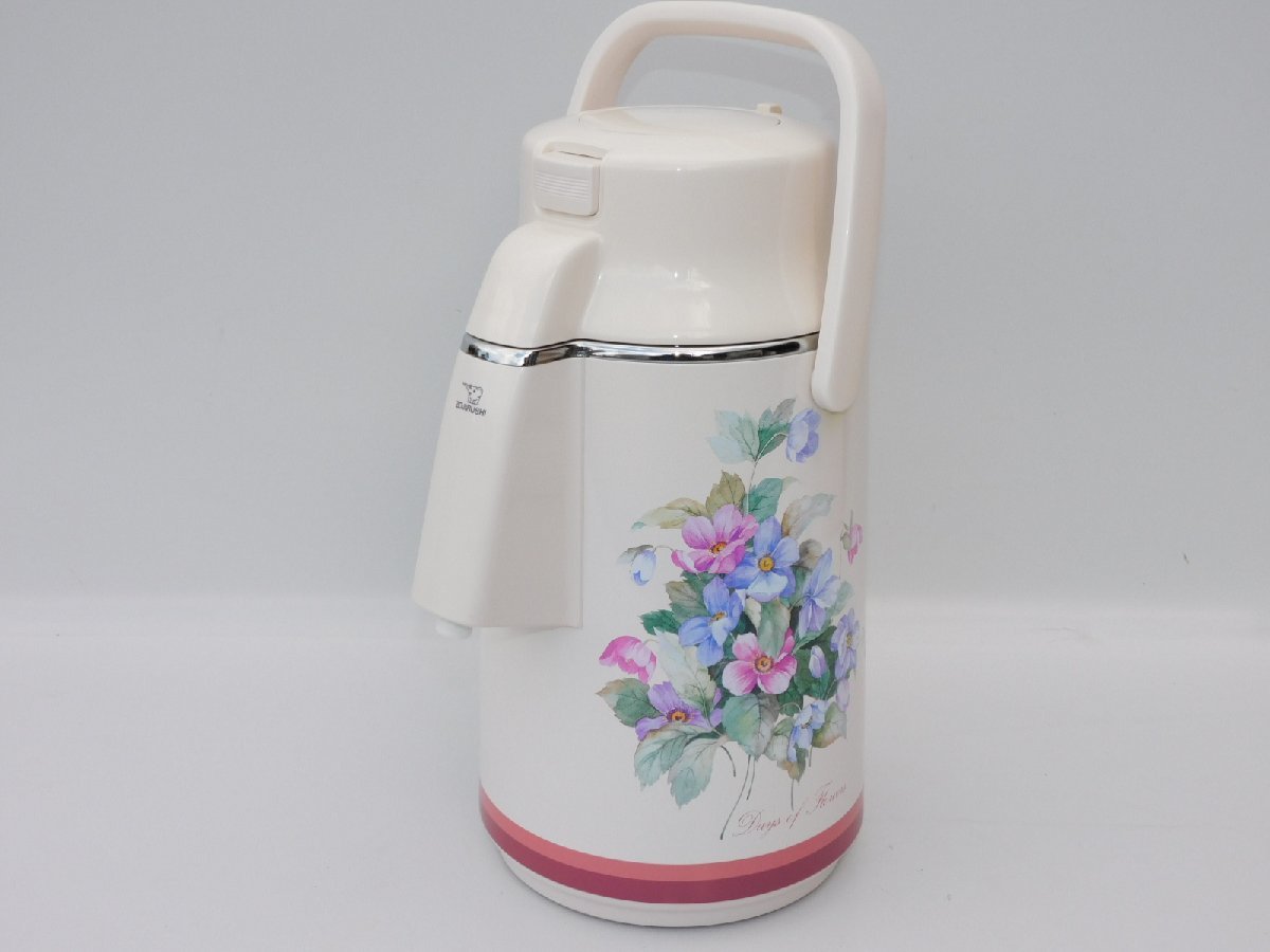 [1 times . using doesn't give a way as good as new / free shipping /H] Zojirushi ma horn bin push only pot .. san VAZ-2200 2.2L Showa Retro lovely floral print unused goods 