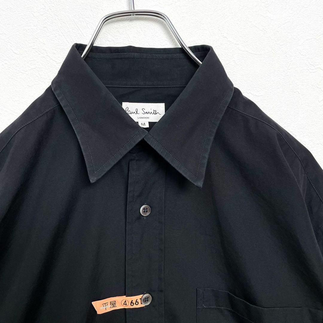 ヴィンテージ　90s　ポールスミス　レギュラーカラー　長袖シャツ　ブラック　メンズ　Mサイズ　Paul Smith