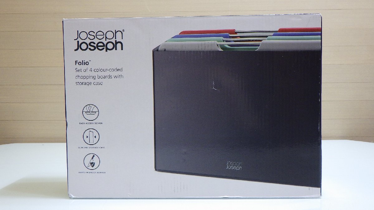 H249-50253 ジョセフジョセフ フォリオ まな板4枚セット 食器洗浄乾燥機使用可能(まな板のみ)テクスチャード加工 色分けされたまな板セット_画像1