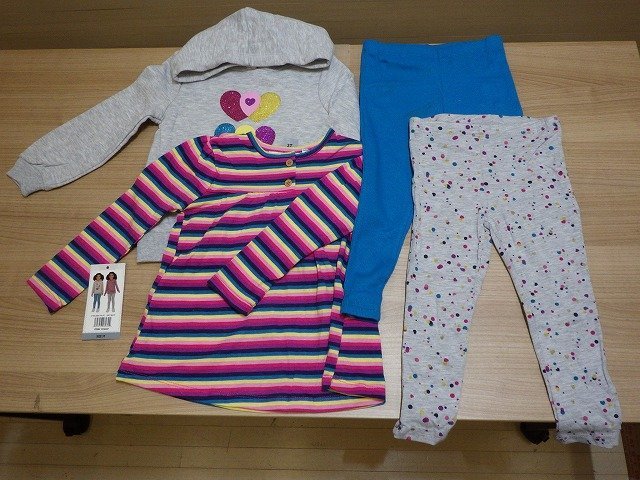 t219-1516347 Kid's セットアップ US/5 日本/100～110ｃｍ グレー ターコイズ ピンク ストライプ ポリエステル100％ 女の子_画像1