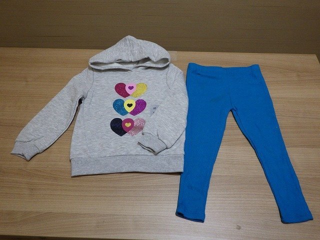 t218-1516347 Kid's セットアップ US/4T 日本/100～110ｃｍ グレー ターコイズ ピンク ストライプ ポリエステル100％ 女の子_画像2