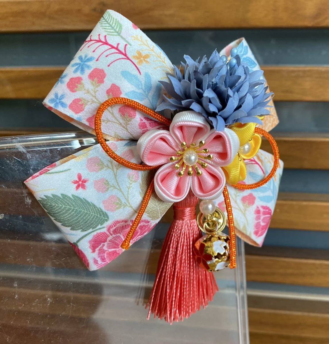  hand made ribbon Japanese style hair clip 18. flower tassel kimono . hakama The Seven-Five-Three Festival hair ornament cat pohs postage included 