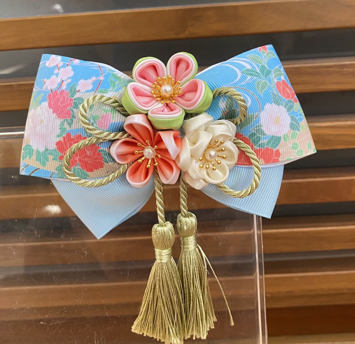  hand made ribbon Japanese style hair clip 24 tassel kimono hakama . yukata . The Seven-Five-Three Festival hair ornament cat pohs postage included 