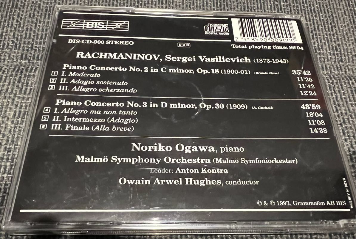 【送料無料】　小川典子(P) Hughes指揮　ベルゲンフィル　ラフマニノフ　ピアノ協奏曲第2、3番　BISレーベル　輸入盤CD 中古品_画像2